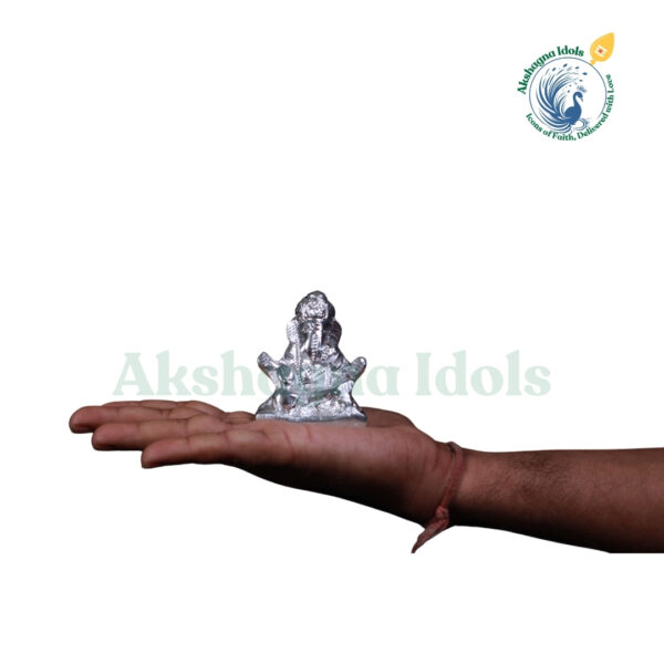 Handcrafted White Metal Lord Ganesha Idol | Ganpati Statue for Wisdom & Prosperity | Perfect for Home, Office, Temple & Gift Decor - Image 3