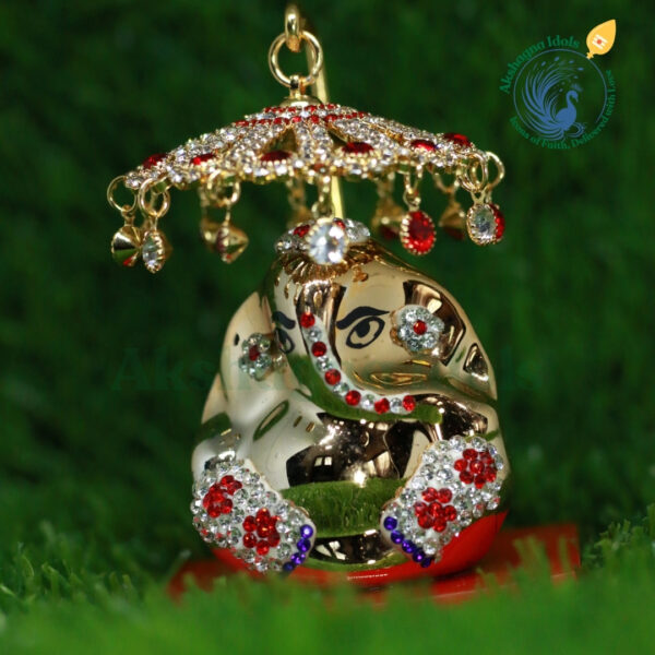 Exquisite Gold-Plated Lord Ganesha Idol with Ornate Umbrella – A Symbol of Prosperity and Protection - Image 2