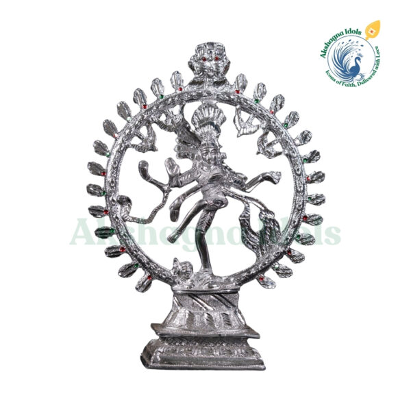 Divine White Metal Lord Nataraja Idol | Handcrafted Dancing Shiva Statue | Symbol of Cosmic Energy & Art | Perfect for Home, Temple & Gift Decor