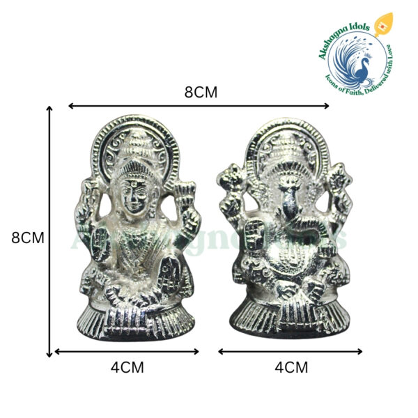 Premium German Silver Lord Ganesha & Goddess Mahalakshmi Idol Set - Perfect for Puja & Gifting - Image 2