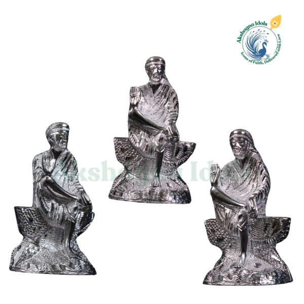 Divine White Metal Shirdi Sai Baba Idol | Handcrafted Sai Baba Statue for Blessings & Positivity | Perfect for Home, Temple & Gift Decor - Image 2
